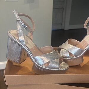 Dolce Vita Silver Metallic Platform Block Sandals